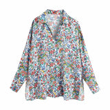 2021 Women Sweet Colorful Floral Print Side Split Kimono Smock Blouse Female Breasted Shirt Chic Loose Blusas Tops