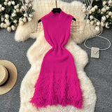 Fongt Design Sleeveless Knitted Dress Women's Summer Hair-Throw Slimming Pure Hot Girl Short Skirt