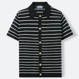 Fongt Men's New Summer Knits Striped Hairy Casual POLO Shirts Men's