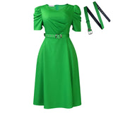 Fongt Women's Summer New Fashion Elegance V-Necked Folded Large Dress Dress Dress