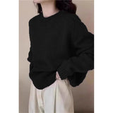Fongt And Winter Soft-Cuffed Solid Color Long Sleeves Knitted Jersey Casual Bottom Korean Soft Lazy Wind Cover Sweater Female