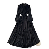 Fongt Dress Female Design Sense Single Buckle Loose Belt Strap Thin Temperament Over The Knee Dress 0515