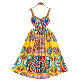 Fongt Court Baroque Sling Sling Dress Seaside Holiday With Thin Letter Positioning Printing Dress