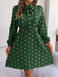 Shooting 2025 Autumn And Winter Temperament Wave Point Tice With Waist Long Sleeves 100 Folded Skirt Women's