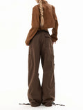 Fongt Cargo Pants Female 2024 New Spring Functional Casual Pants Multi-Pocket Versatile Straight Wide Leg Pants-Outfit