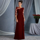 Fongt Spring And Summer Wish New Explosive Long Lace Perspective Round-Neck Sleeve Dress