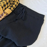 Two Piece Sets Women Vintage Print Long Sleeve V-neck Patchwork Pullover Suit Ankle-length Pants Tracksuit Knit