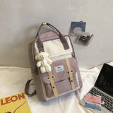 Korea Backpack Women Large Capacity School Backpack Tote Rucksack for Girls Fashion Patchwork Panelled Laptop Travel