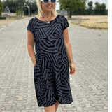Fongt Summer New Round Collar Plus-Size Holiday Wind Symi-Colored Leopard-Colored Dress Retro Robe Children