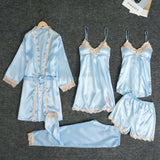 Fongt Pajamas With Bra Pads Gold Lady With Five Pieces Of Thin