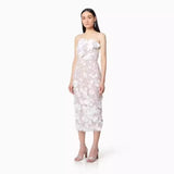 Fongt Spring Dresses Sexy Sleeveless Colorful Three-Dimensional Flowers Embroidered Dress With Broom And