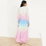 Fongt Summer/Winter Women's Ebay Deep V Long-Sleeved Gradient Printed Dress Dress