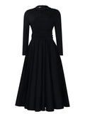 Fongt Women's New Fashion High-Neck Elegant Nail Beads Big Swing Dress Waist African Dress