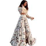 Fongt Net Red Butterfly Print Two Sets Of Bohemian Large Dress Long Dress Beach