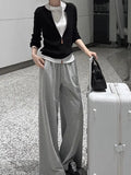 Fongt Niche Thin Temperament Zipper Loose Knitted Jersey Spring And Autumn Black Coat Woman