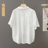 Fongt Cotton Short-Sleeved Shirt Top Women Irregularly Put 2025 Summer Thin Small Small Short Shirt