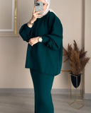 Fongt 2025 New Solid Color Loose Blouse Casual Lazy Skirt Set