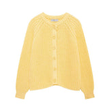 Fongt Women's Y2K2025 Autumn New Solid-Colored Cardigan Long-Sleeved Knitted Sweater Coat Women B66021