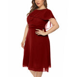Popular Style Chiffon Large-Size Dress Medium-Length A-Shaped Dress Looks Thin-Outfit