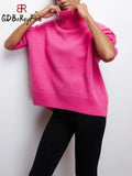 Women Turtleneck Sweater Oversize Long Sleeve Top Autumn Casual Loose Jumper White Thick Warm Knitted Pullovers for Women-Outfit