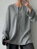 Fongt Simple Style Lock-Free Knitted Sweater Thin Lazi Loose Bottom Long Sleeve Lazy Leisure Autumn Winter