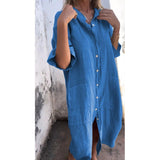 Fongt New Spring And Summer Loose Leisure Sleeve Cotton Shirt Dress Women
