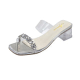 Fongt High And Cool Slippers Women Summer Wear High-End Sense 2025 New Transparent Coarse And Skirts Word Slippers