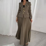 Fongt Temperament Long Dress Suit Women's 100-Fold Dress Suit Women's Clothing