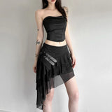 Fongt Trend 2025 Summer Women's New Solid Color Hottie High Waist Side Design Irregular Skirt