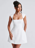 Fongt Women's Suspension Sleeveless Wapped Chest Dress Back Zipper