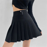 High Waist Mini Pleated Skirts Women Korean Preppy Style Chic Short Faldas Elegant Black Safety Lined Tennis