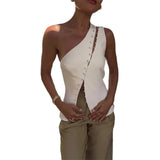 Fongt Sleeveless Sleeveless White Top In Summer 2025 Women's Fashion