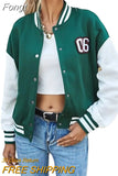 Harajuku Oversized Varsity Jacket Baseball Women Patchwork Autumn Winter Letter Print Long Sleeve Khaki Oversized Coat