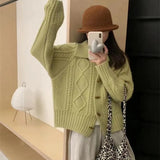 Waxy Twist Turtleneck Cardigan Women's Autumn And Winter New Korean Style Lazy Breeze Loose High Sense Knitted Coat-Outfit