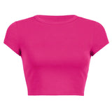 Fongt Women's Summer Solid Color Multi-Color Short Fashion T-Shirt Acceptable With A