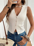 Fongt Leisure New Simple V-Neck Three Buckle Lady Vest T-Shirt Top