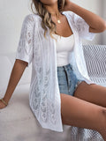 Real Shooting Spring And Summer Hollow Short-Sleeved Knitted Cardigan Holiday Sunscreen Shirt Women's