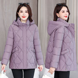 Mother Winter Down Cotton-Padded Jacket Add Fat Increase The New Foreign Style Middle-Aged Coat Female Autumn And Winter Large Size Middle-Aged Cotton-Padded Jacket-Outfit