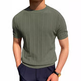 Fongt Summer New Men's Round Collar Solid Color Long-Sleeved Knit Jacket Hollow Out Breathable Cool Short-Sleeved
