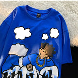 Clouds Anime Boy Print High Street T Shirts Men Cool Hip Hop Oversized T Shirt Loose Casual 100% Cotton Summer Y2K Tops-Outfit