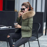 2023 New Women's Cotton-Padded Clothes Cotton-Padded Jacket Women's Large Size Korean Version Cotton-Padded Clothes Fashion Short Big Wool Collar Slim Cotton-Padded Jacket Tide-Outfit