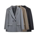 Fongt Women's Fashion Temperament Loose Double-Dbutle Blazer 2753222