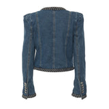 Fongt New Personality Knitted Delicate Personality Cushioned Shoulder Suit Denim Jacket Short Coat Female 1683