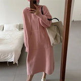 Fongt In The Long Bathroom Dress Female Autumn Dong 2024 New Loose Knit Wool Dress With Dress Inside Thick-Outfit