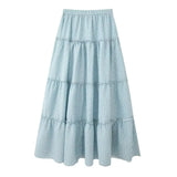 Women White Cake Skirts 2023 Summer Fashion Ladies Casual High Waist Solid Color Female Chic Bottoms-Outfit