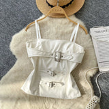 Fongt Sexy Hottie Metal Buckle Sling Sling Small Vest Woman Autumn Bun Bun
