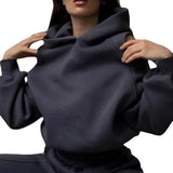 Fongt Women's Clothing 2025 New Two-Piece Set Of Solid-Colored Hooded Short-Wear Trousers
