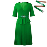 Fongt Women's 2025 New Fashion Plus-Size Temperament Tongle V-Neck Pressure Folding African Dress