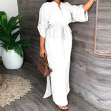 Fongt New Women's Temperament V Tie With Loose Leisure Large-Size Dress 661