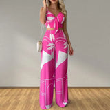 Fongt Set Of Women's Personality Temperament Straight Trousers Sexy Top Fashion Casual Set